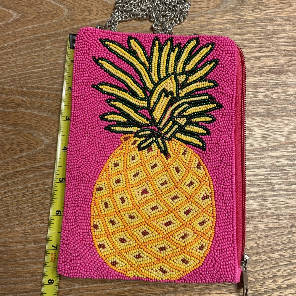 Beaded Pineapple Clutch with Chain